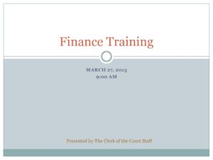 Finance Training Presentation